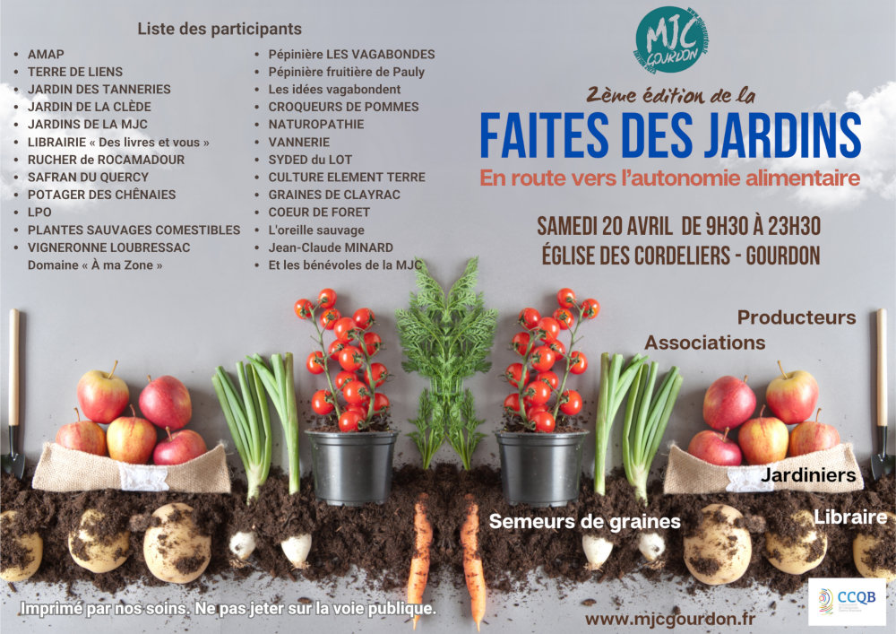 2e édition de la Faites des jardins samedi 20 avril de 9h30 à 23h30, église des Cordeliers, Gourdon.