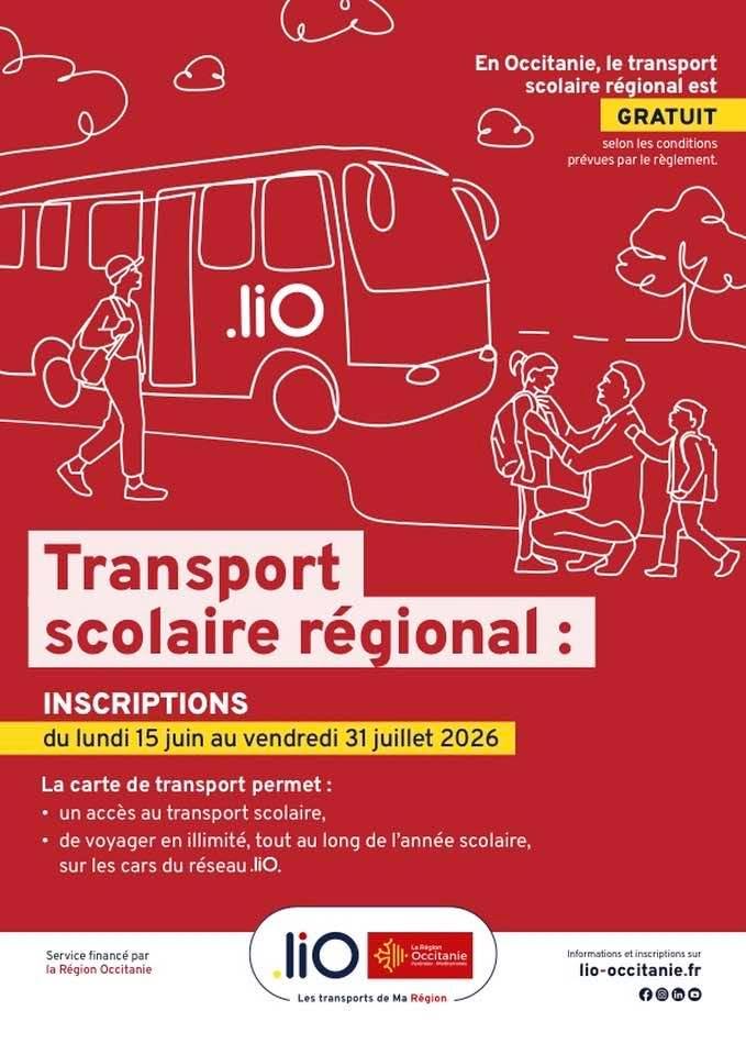 Affiche pour les inscriptions au transport scolaire régional