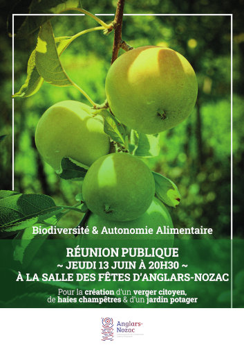 Vignette du flyer pour la réunion publique du 13 juin 2024 sur la biodiversité et autonomie alimentaire